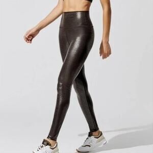 Carbon 38 Textured Takara Shine High Rise 7/8 Leggings Brown Croc Women Size XS
